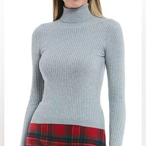 NWT $39 Copper Key – Grey/Silver Metallic Ribbed Turtleneck Sweater